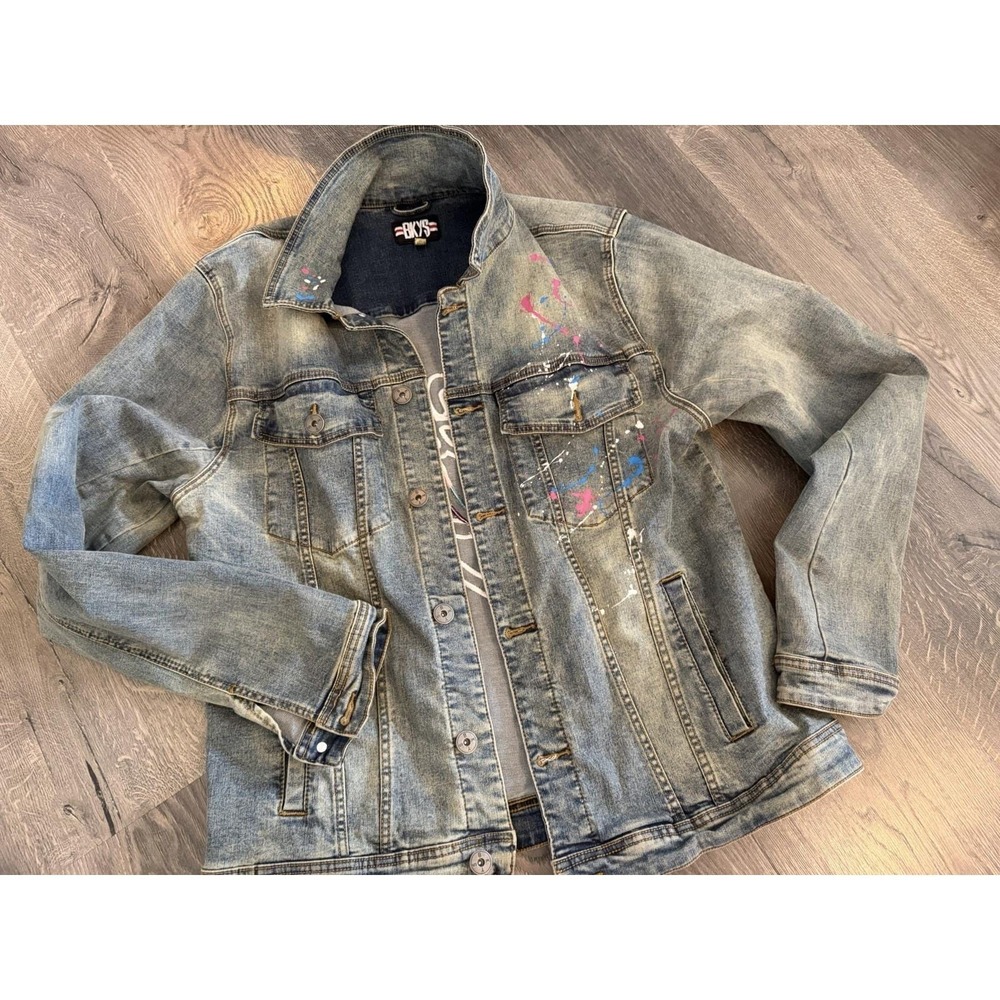 Black Keys Stay LowKey Paint Splatter Jean Jacket (cupid) BKYS 2X